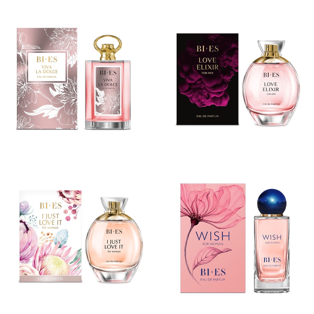 Bies Parfum Wanita - EDP 100 ML | Viva La Dolce | Love Elixir | Blossom Garden | I Just Love It | Wish | Blossom Avenue | Blossom Hills