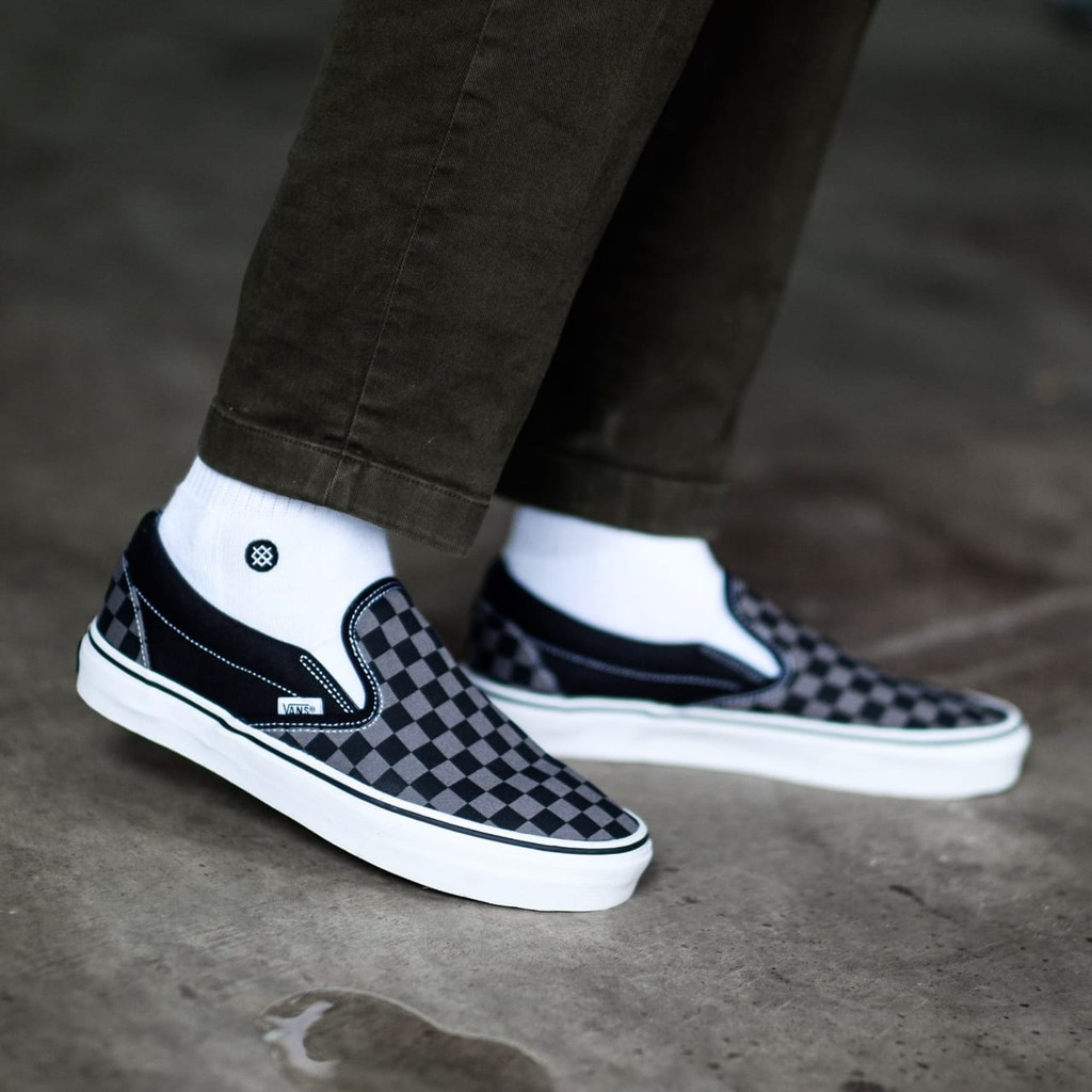 [BNIB] SNEAKERS VANS SLIP-ON CHECKERBOARD PEWTER SEPATU SKATEBOARD CASUAL SPORTY-2