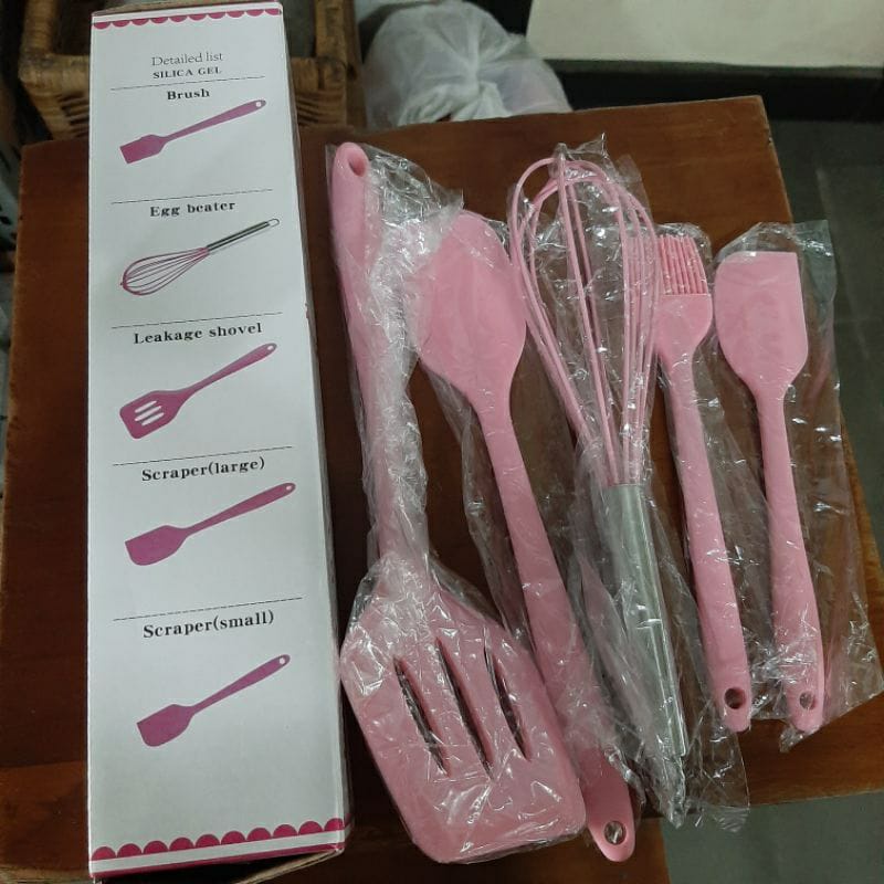 Spatula silicone 5 in 1 Tahan Panas Warna Random CL