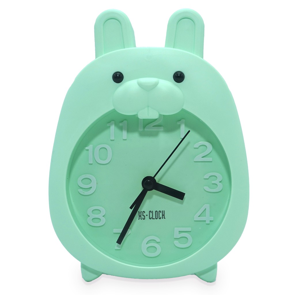 Jam Beker Meja Alarm Lucu Besar Kado Rabbit Kelinci Krem Hijau Tosca