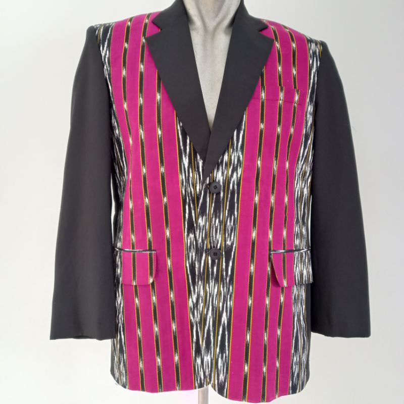 Jas Batik Tobu Ulos / Jas Batik motif Ulos Sumatera / jas ulos kombinasi hitam