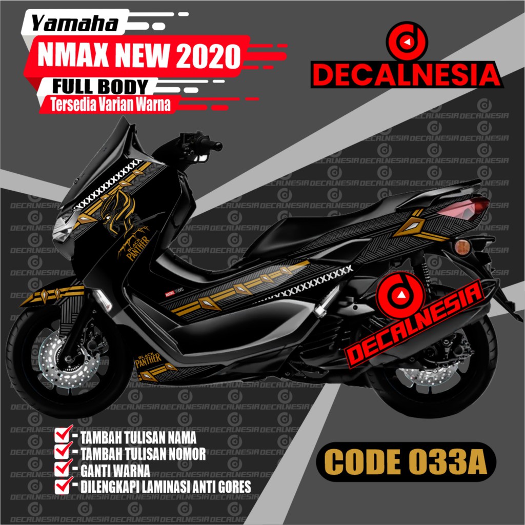 Decal Stiker Motor Nmax New 2020 2021 2022  Full Body  Variasi Sticker Black Panther Decalnesia C33