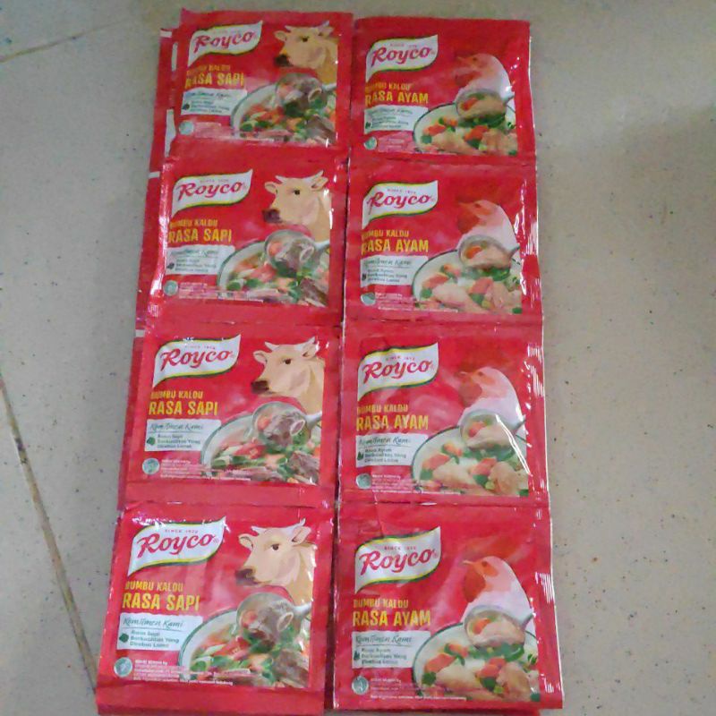 

Royco sapi dan ayam 1 renceng isi12 X 9gr