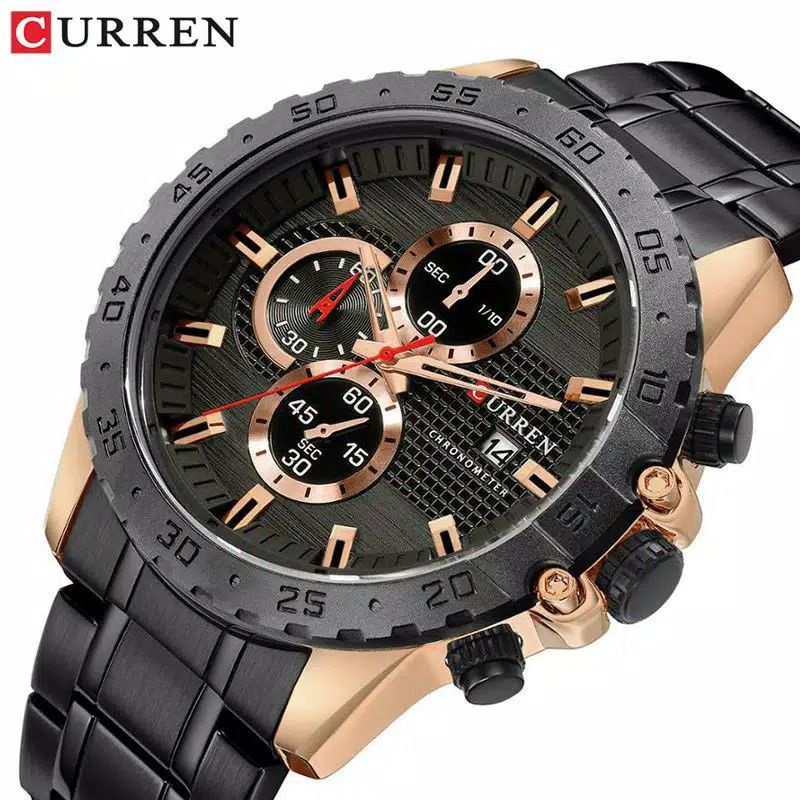 CURREN 8334 Jam Tangan Pria Analog Stainless Steel Chronograph