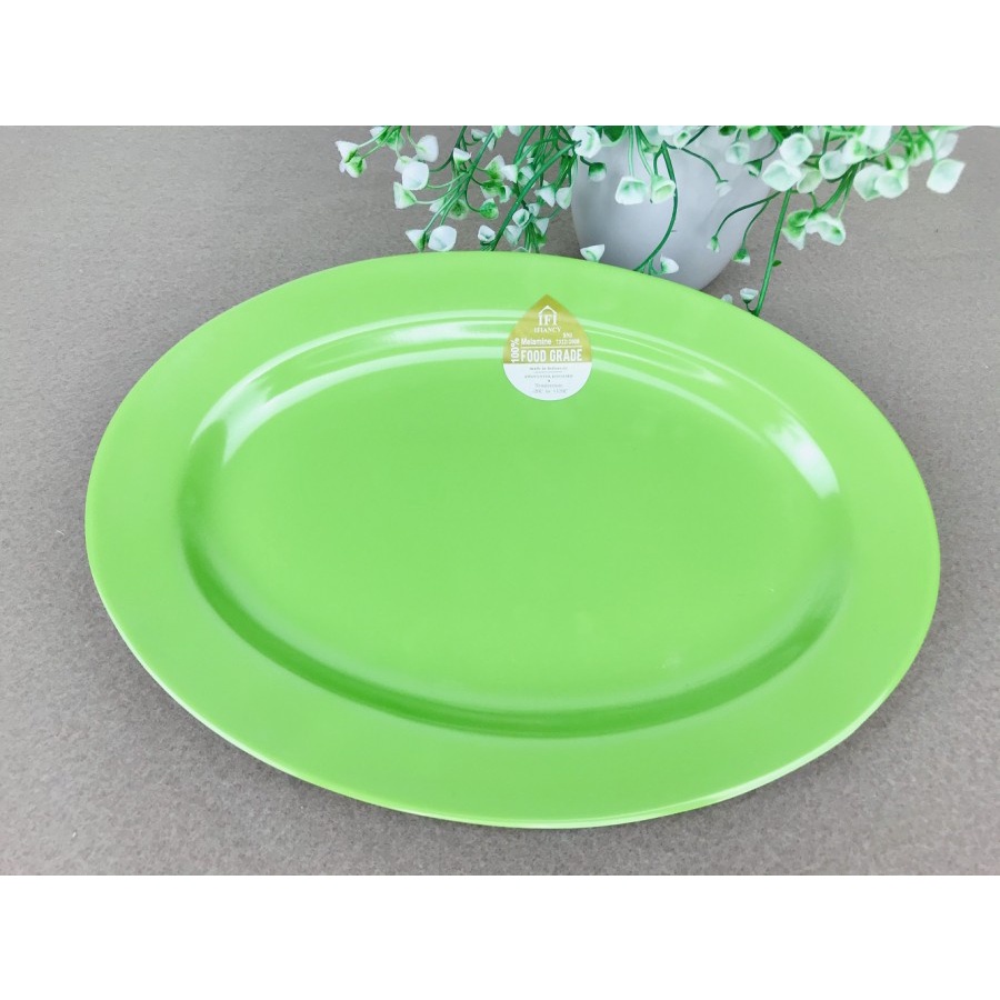 Piring Oval Melamin 9 Inch Glori Melamine / Piring Saji Pecel Lele / Piring Makan Melamine / Piring Melamin Jepang Hitam Putih