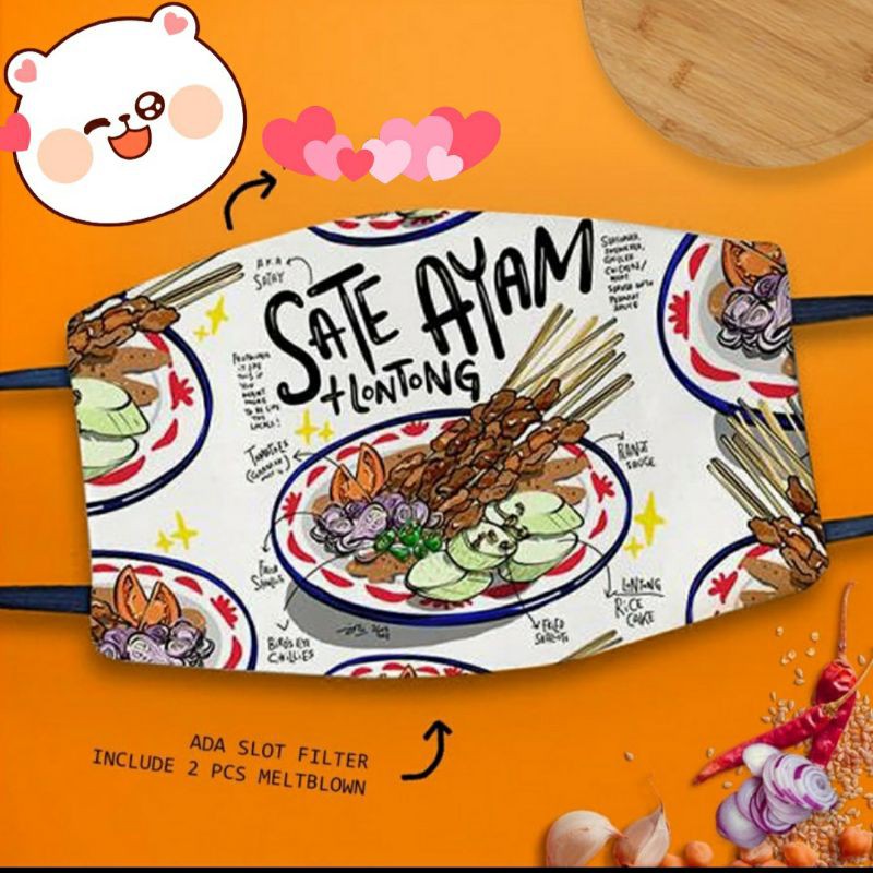 

Masker Foodies Sepiring Sate Ayam