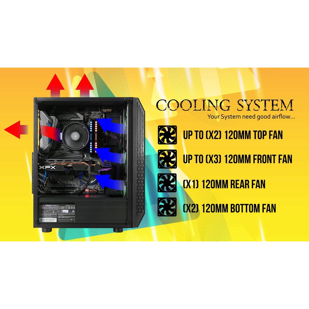 Cube Gaming Frins Black / White + 3 Fan RGB Casing PC Gaming