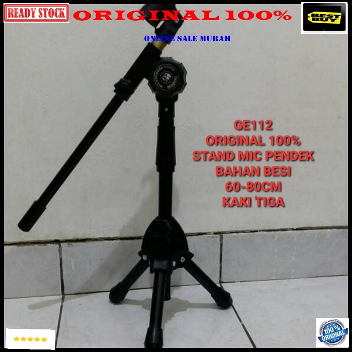 G112 ORIGINAL 100% stand mic kaki tiga pendek holder standing microphone mik penyangga mikrophone tiang pegangan tripod asli gantungan hanger dudukan portable G112   Bisa segala MIC  Stand Mic Meja portable  tinggi 35-80 cm G112