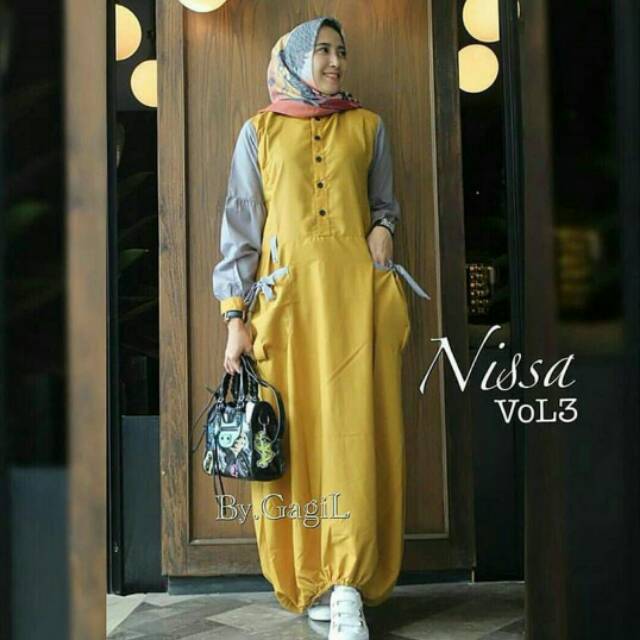  Nissa  dress BL gamis  polos cantik muslim baju  