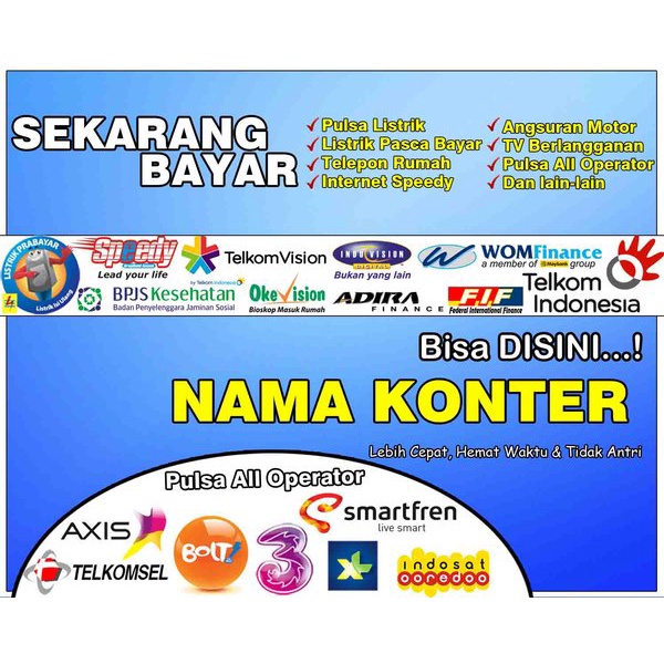 Dijual Spanduk Pembayaran PPOB dan Pulsa - Request Nama Konter Limited