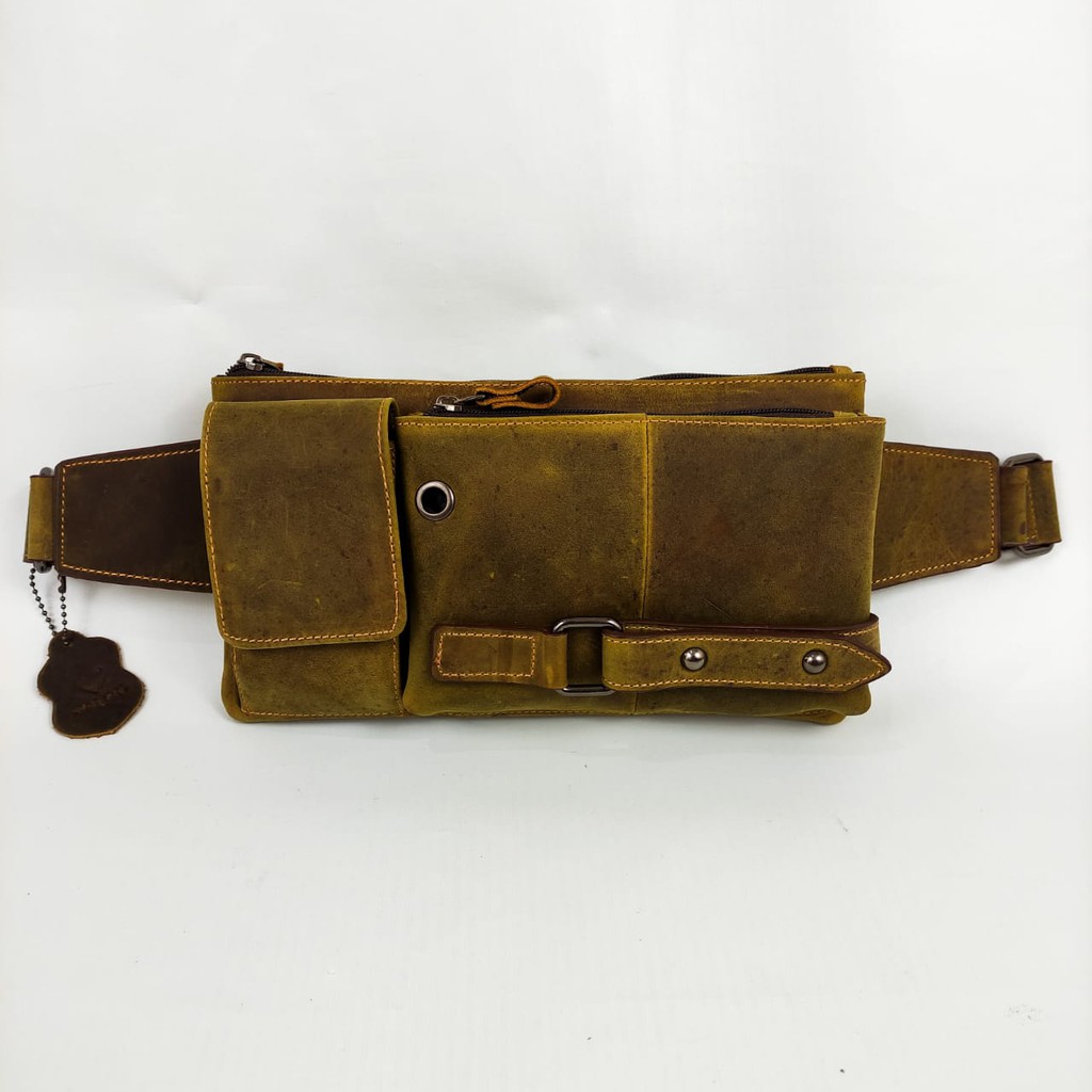 Tas Selempang HALETH Slingbag Waistbag Kulit Asli Cowok Cewek Pria Wanita Laki Perempuan - Originale Leather Bag