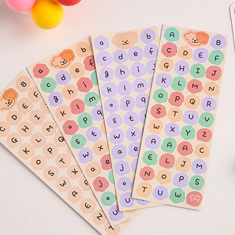 LANFY Ins Style Alphabet Stationery Sticker Gifts Cartoon Dog Sticker English Letter Label Sticker School Scrapbooking Hand Account Korean Journal DIY Album Decorative English Uppercase Lowercase