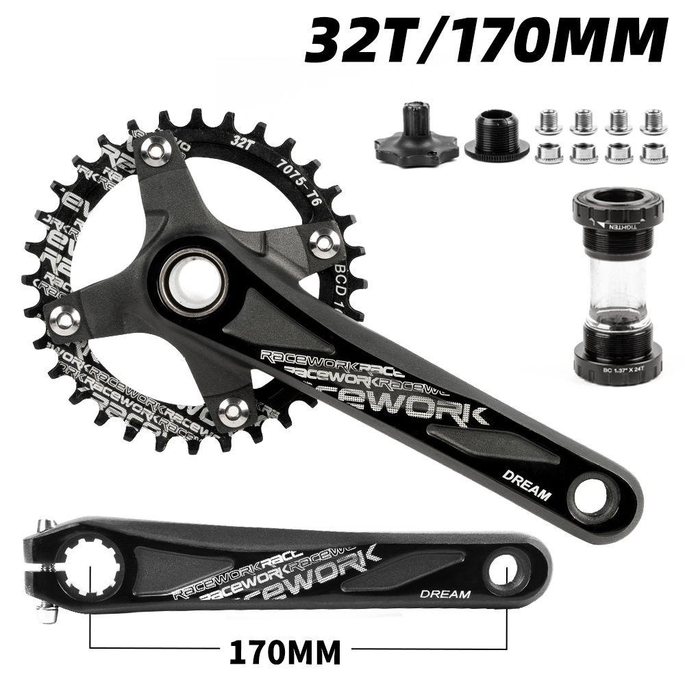 Lanfy Sepeda Engkol Chainwheel 32 /34 /36 /38T Sepeda Jalan Gunung Crankset Parts 170mm Engkol Sempil Lebar Chainring MTB Dengan Bagian Bawah MTB Bike Crankset