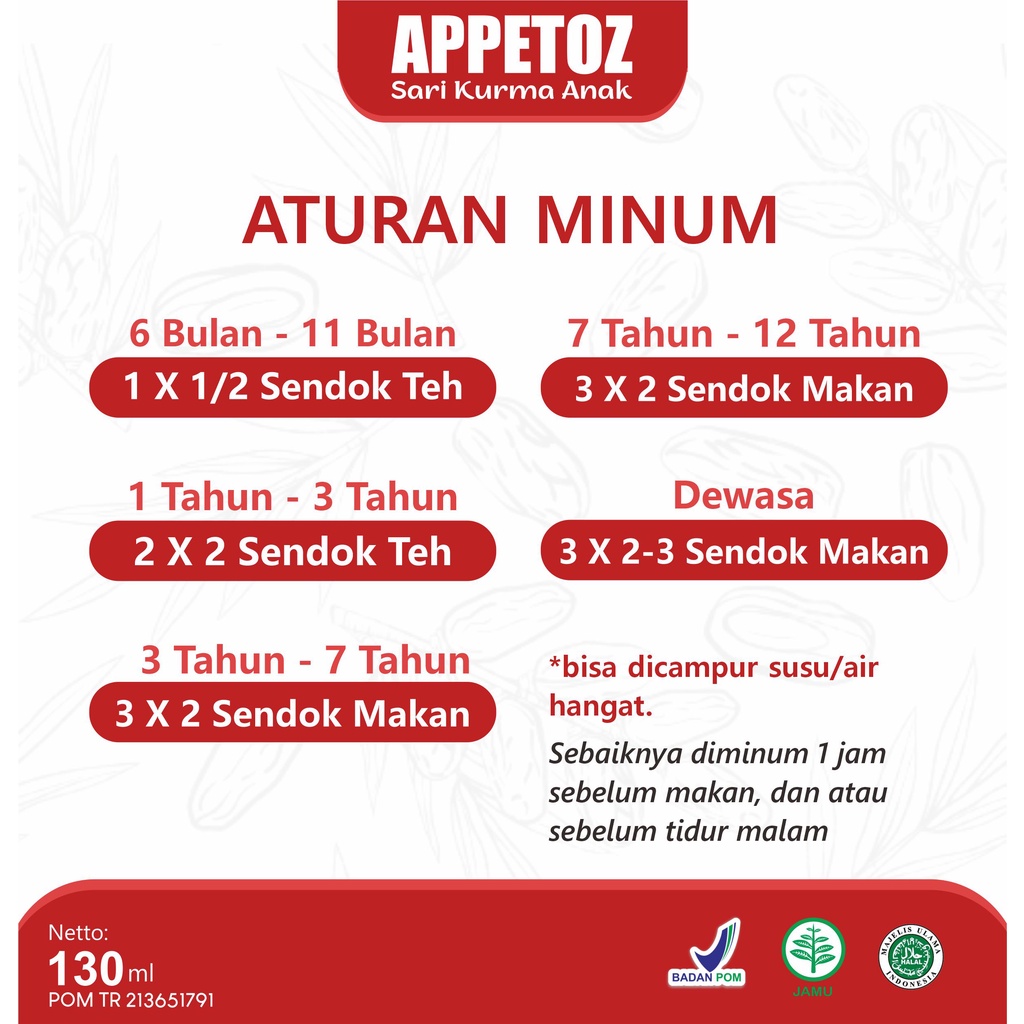 Appetoz Sari Kurma - Paket Isi 4 Botol