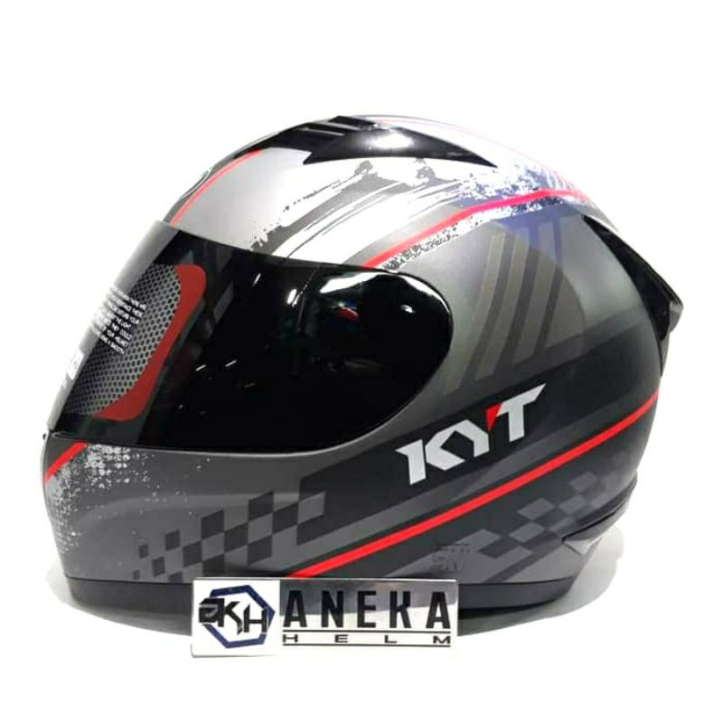 helm KYT R10 seri 4 gunmetal doff | red