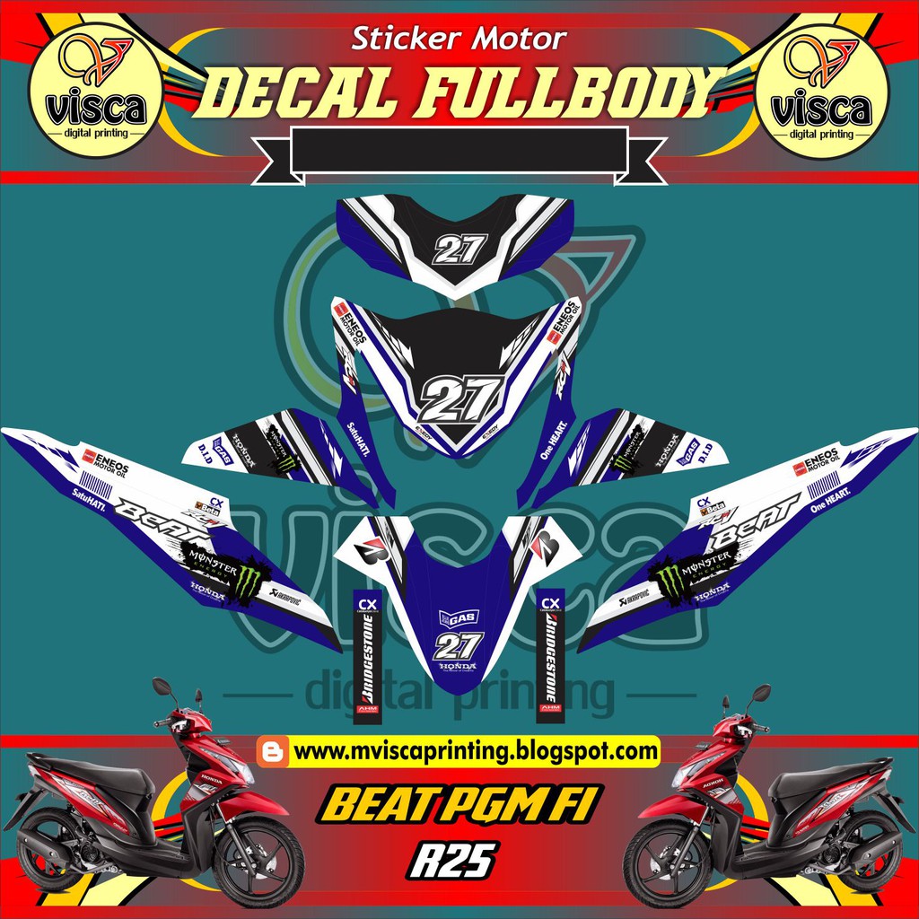 Decal Motor Stiker Variasi Motor Honda Beat Pgm Fi R25 Shopee Indonesia