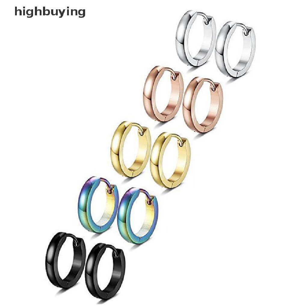 Hbid Anting Bulat Bahan Stainless Steel Gaya Punk Untuk Wanita