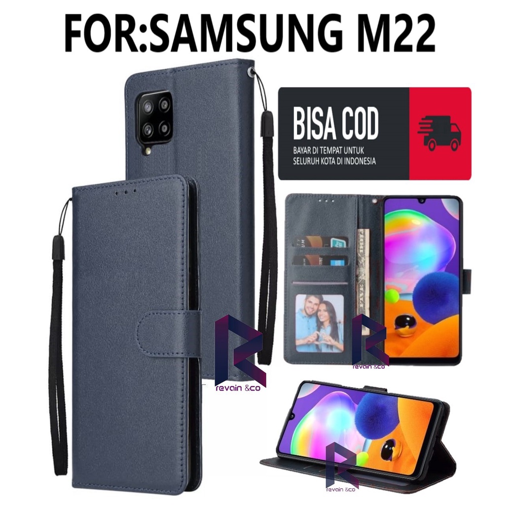 NEW SAMSUNG M22 FLIP WALLET LEATHER KULIT PREMIUM SARUNG BUKA TUTUP FLIP CASE SAMSUNG M22