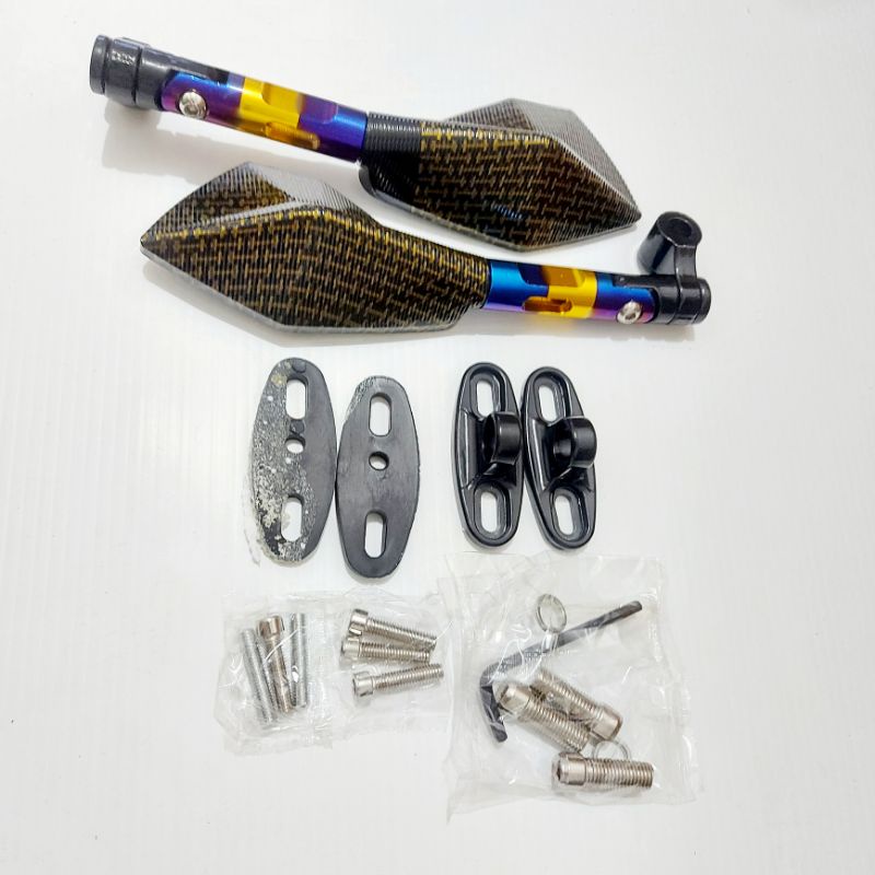 Spion tomok carbon v2 twotone universal atau Kaca spion V2 daun carbon twotone universal-5