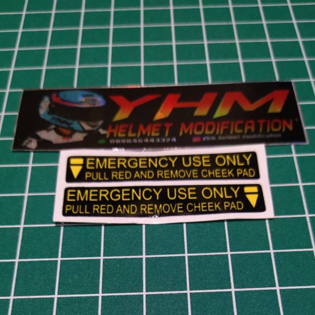 Sticker Emergency Use Only / Sticker emergency Helm / sticker emergency cheek pad