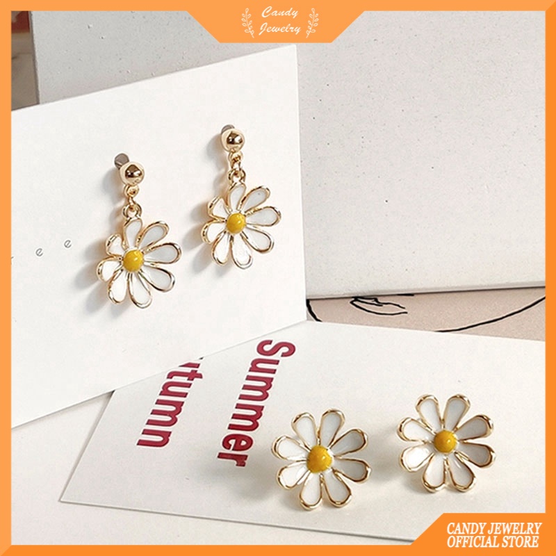 Anting Stud Desain Bunga Daisy Kecil Gaya Korea Untuk Wanita