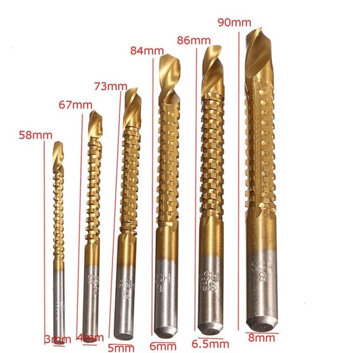 set 6pcs mata Bor gergaji potong kayu metal Cutting Drill saw titanium