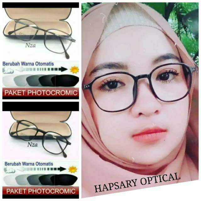 Paket Hemat : Frame Lensa Terbaru 2127 + Lensa Photocromic / Berubah Warna, Kaca mata Minus Anti UV