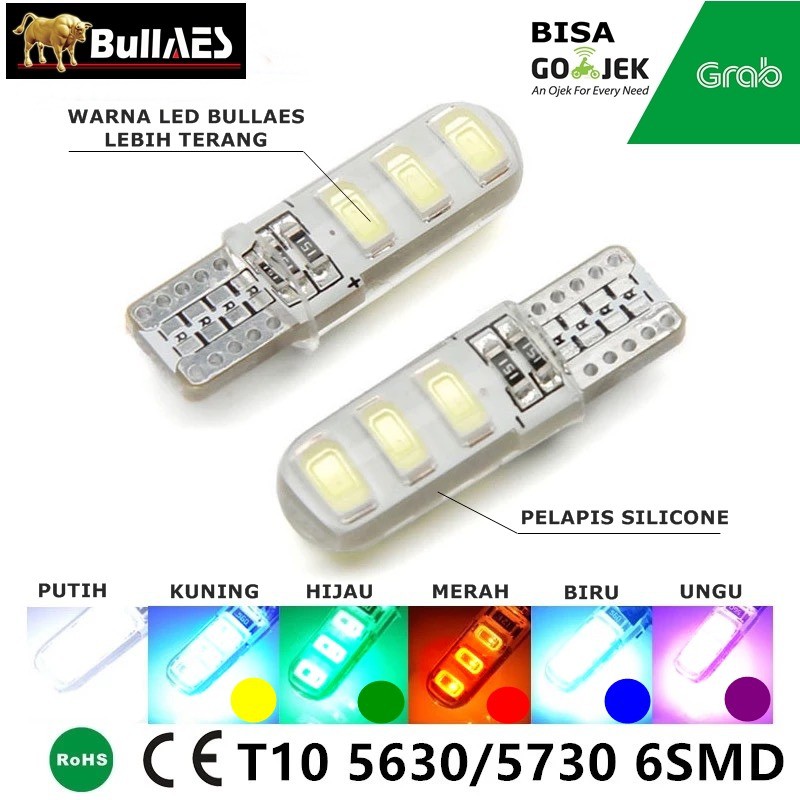 LAMPU LED T10 SILICONE 5730 SEPASANG I T10 Lampu Led Jelly 5630 NON KEDIP-PURPLE