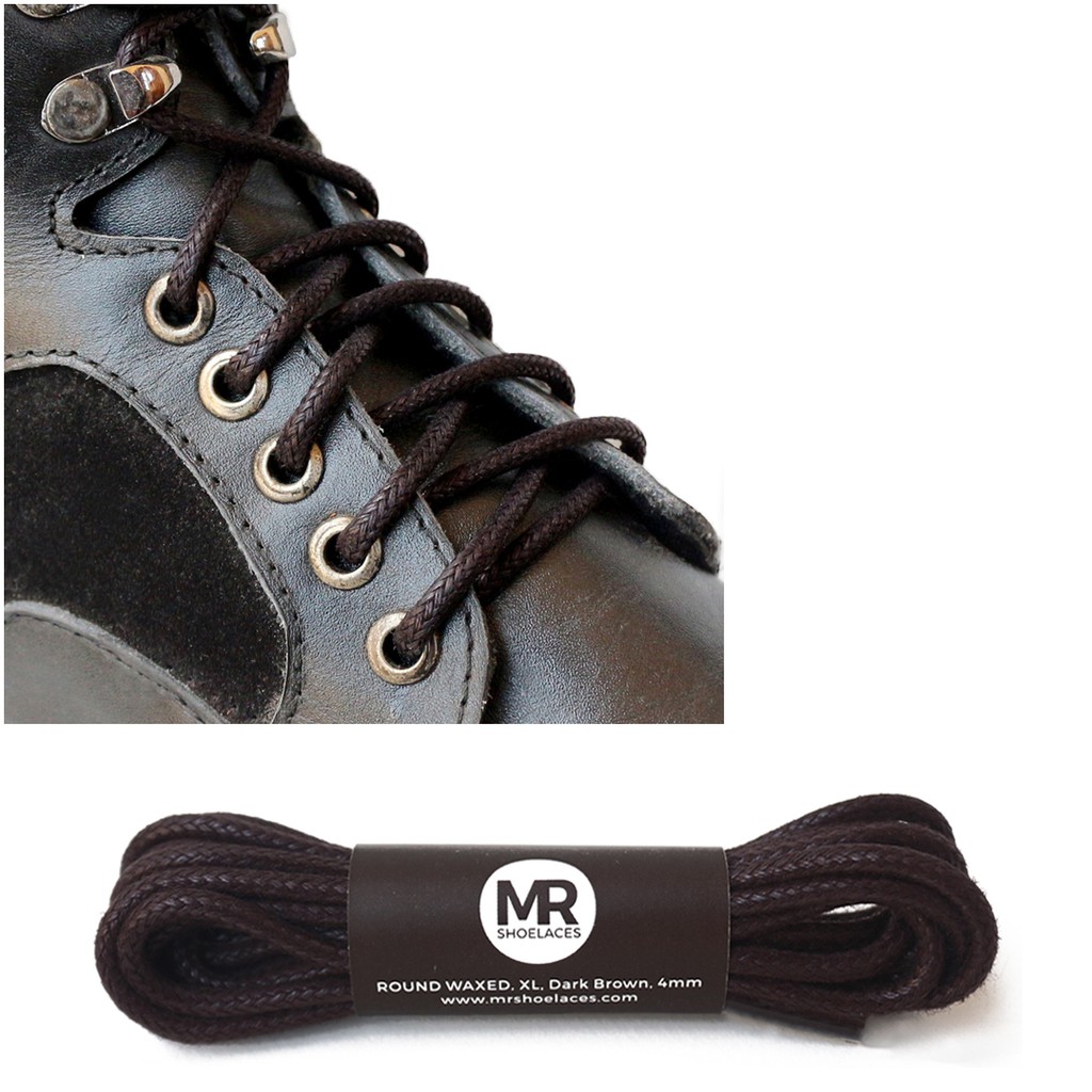 MR Shoelaces RB403 Dark Brown (Coklat Tua) Tali Sepatu Lilin Katun 4mm Bulat Round 70cm 80cm 90cm 100cm 120cm 150cm 200cm - Premium Shoelace