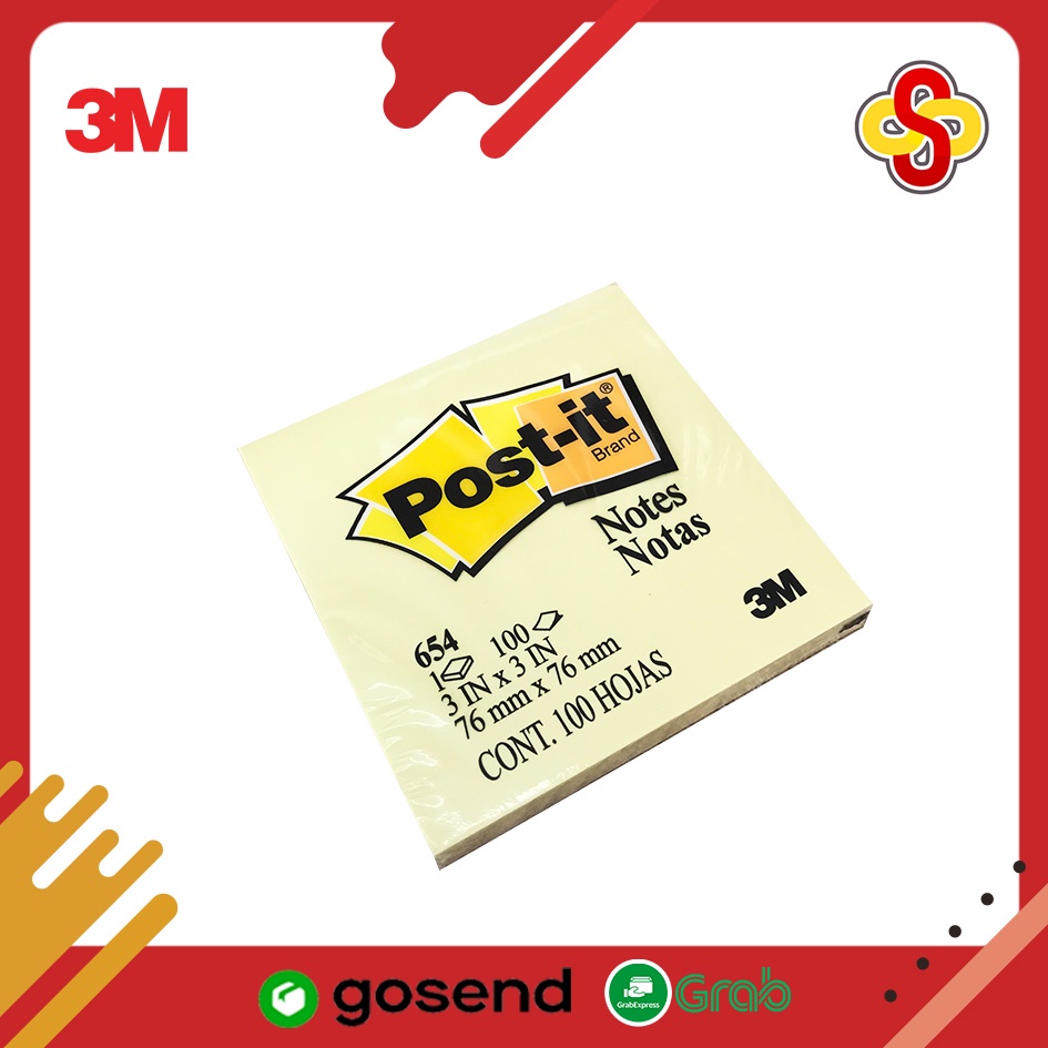 Sticky Notes / Kertas Memo Post-it 3M 654 Kuning 100 Lembar