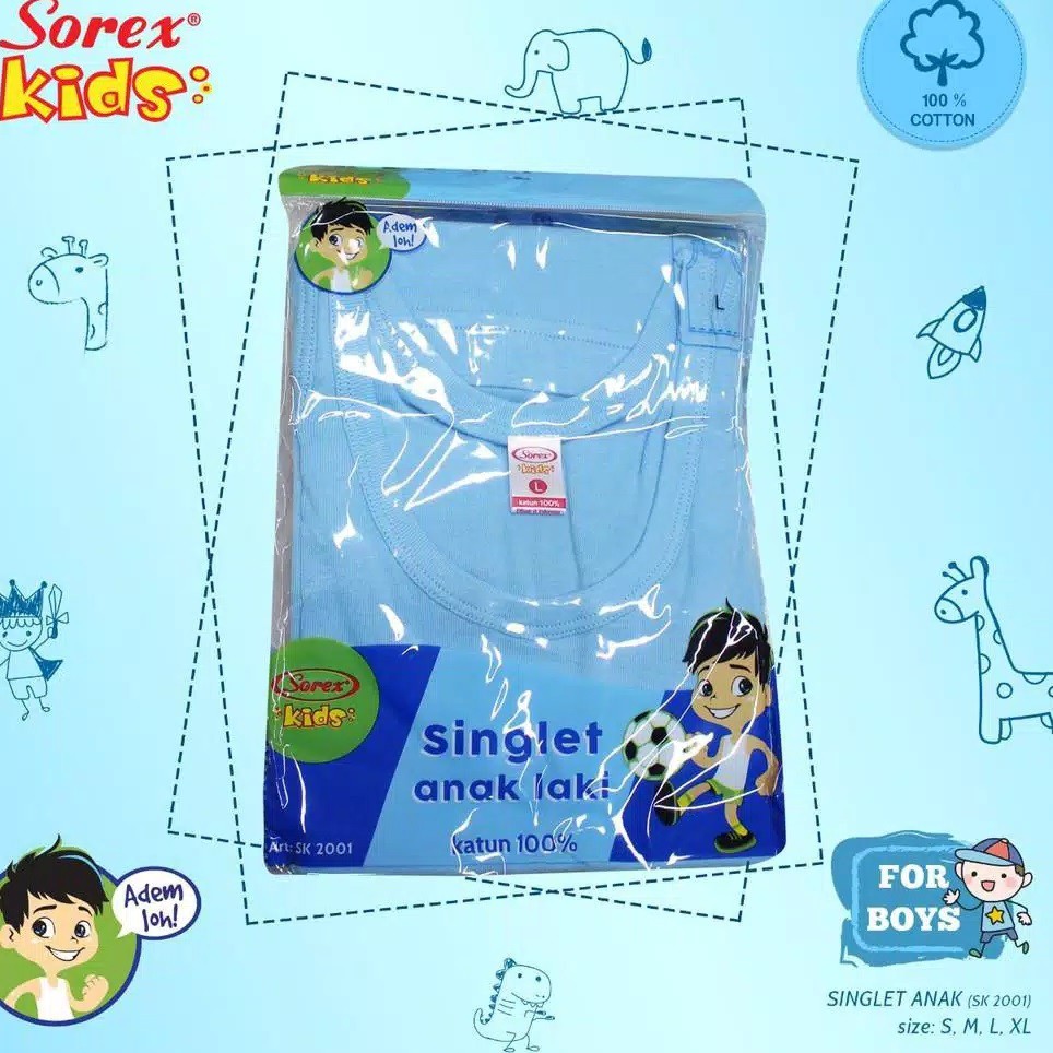 Singlet 100% Katun Anak Laki-laki Sorex SK 2001 / Kaos Dalam Anak Cewek Sorex SK2001