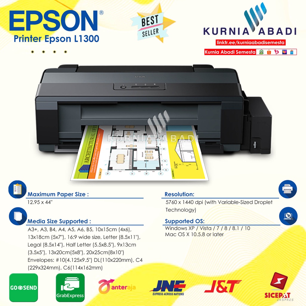 Jual Printer Epson L1300 Ink Tank System Printers A3 Shopee Indonesia 4106