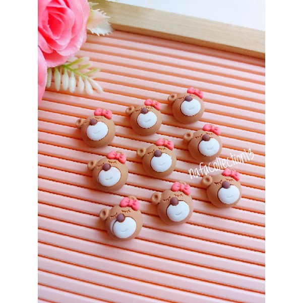 10 pcs Clay beruang pita pink