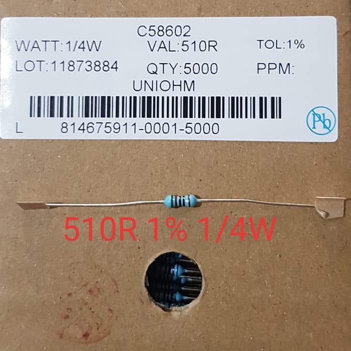 Resistor 510 1% 1/4W MF Taiwan