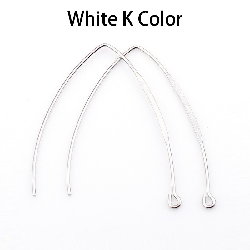 20pcs Anting Kait Bentuk V Bahan Rhodium Tembaga Warna Emas Silver