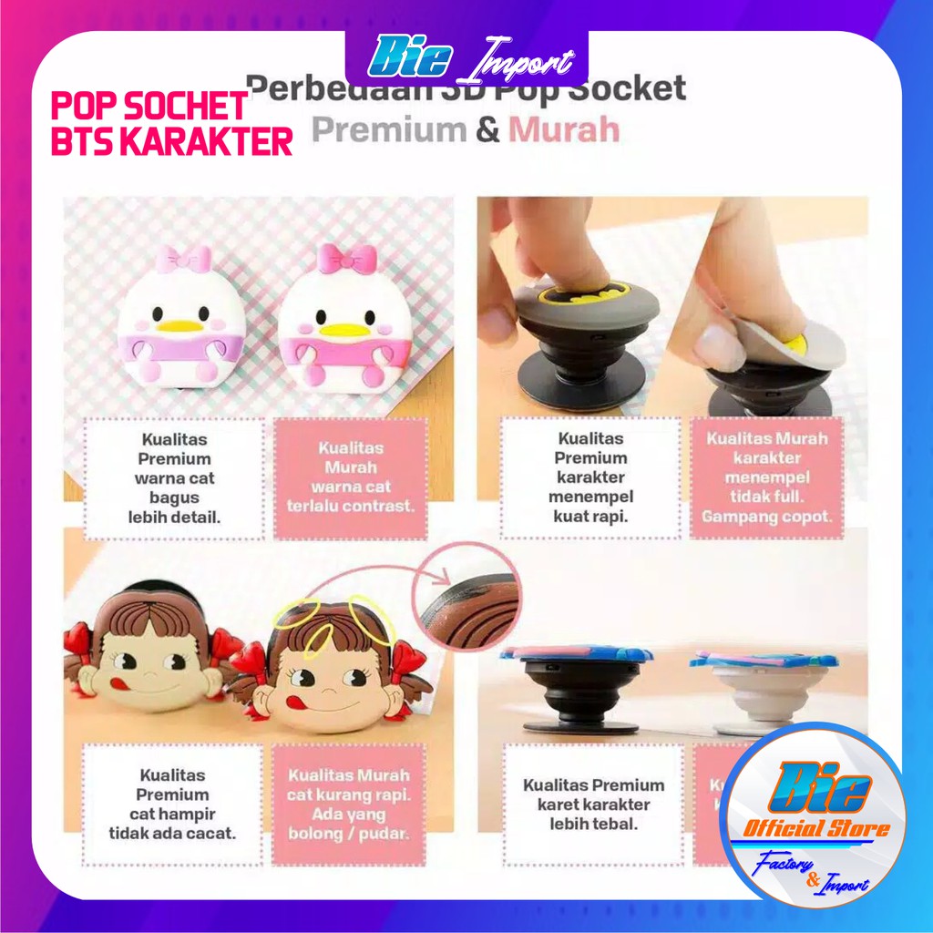 Pop Socket Karakter BTS Korean STyle Impor Best Seller