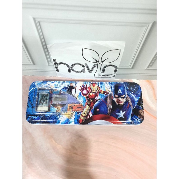 KOTAK PENSIL KALENG ada ISI ukuran TANGGUNG/PENCIL CASE-Avenger