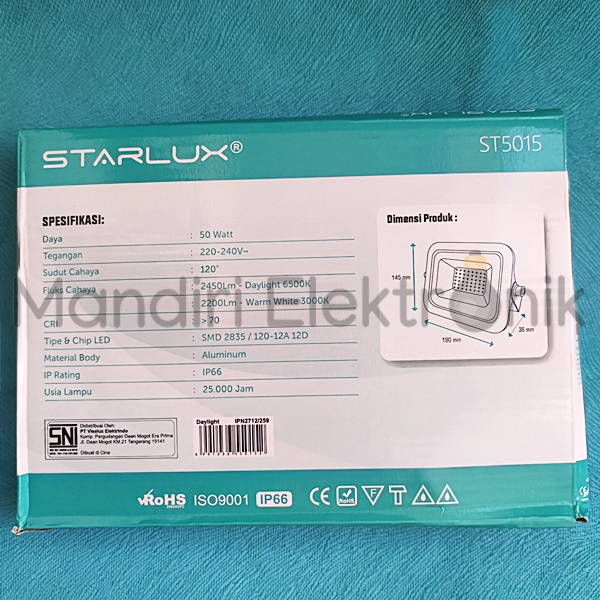 Lampu LED Sorot Tembak Taman Floodlight Outdoor 50W Starlux - Lampu Tembak 50 Watt Starlux ST5015