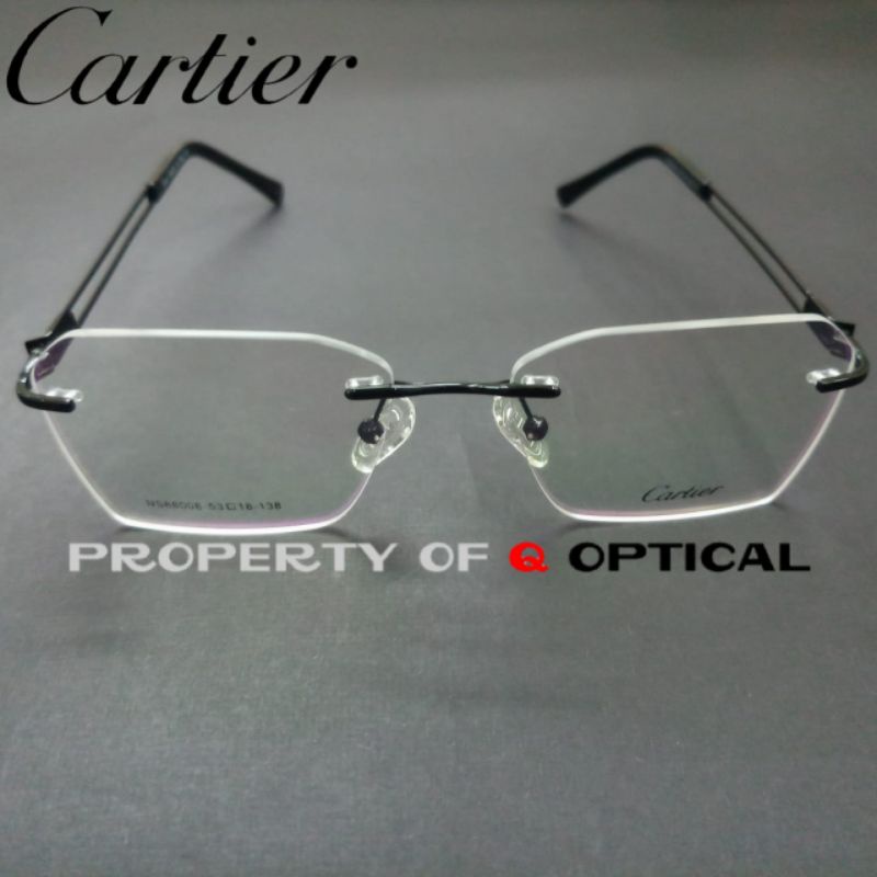 Kacamata Frame Pria Dan Wanita Cartier NS88008-C1 Titanium Rimless Model Elegan