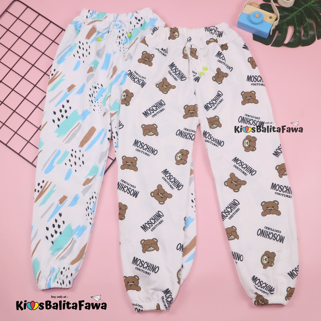 Jogger Motif Uk 10-12 Tahun / Celana Panjang Anak Laki Perempuan Grosir Murah Joger Pants Import