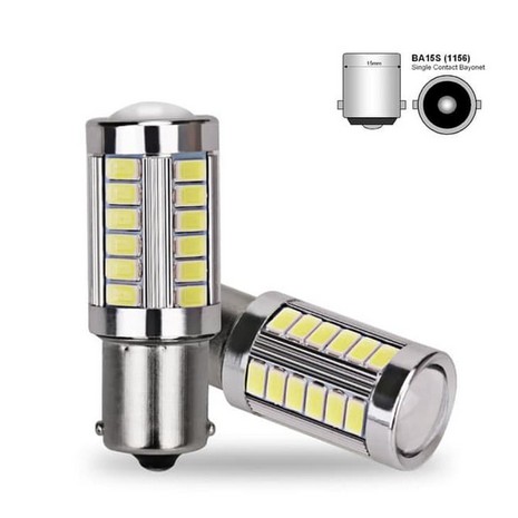 Lampu Sein Sign Mundur LED 1156 Single Bulat kaki1 Bayonet 33 SMD P21W BA15S 5630 33 MATA Mobil 33