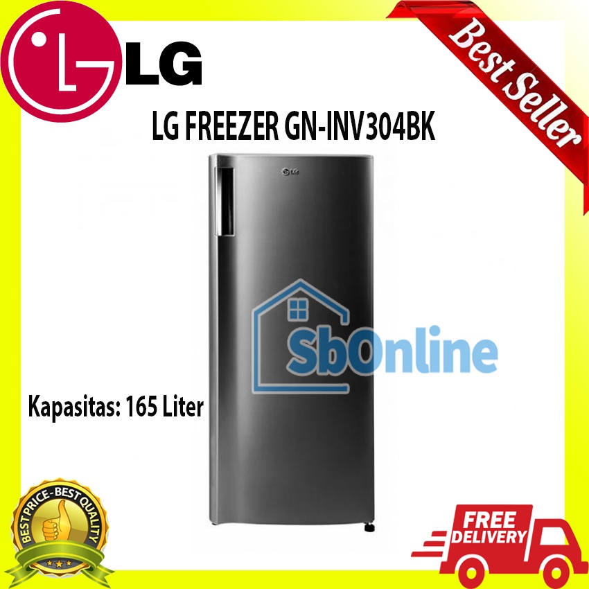 LG Freezer 1 Pintu 165L Smart Inverter Compressor - GN-INV304BK