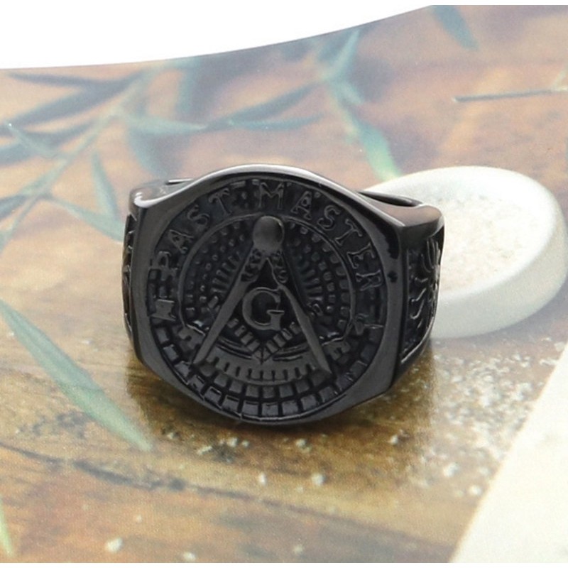 SEUSUK  Men's Fashion Steel Freemason Masonic Band Ring for Men Fashion Jewelry