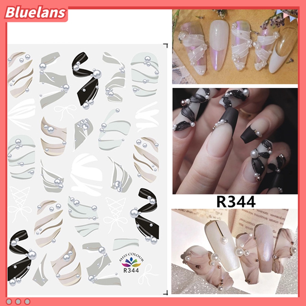 Bluelans 1 Lembar Stiker Kuku Motif Bunga Pita Bahan Kertas Untuk Wanita