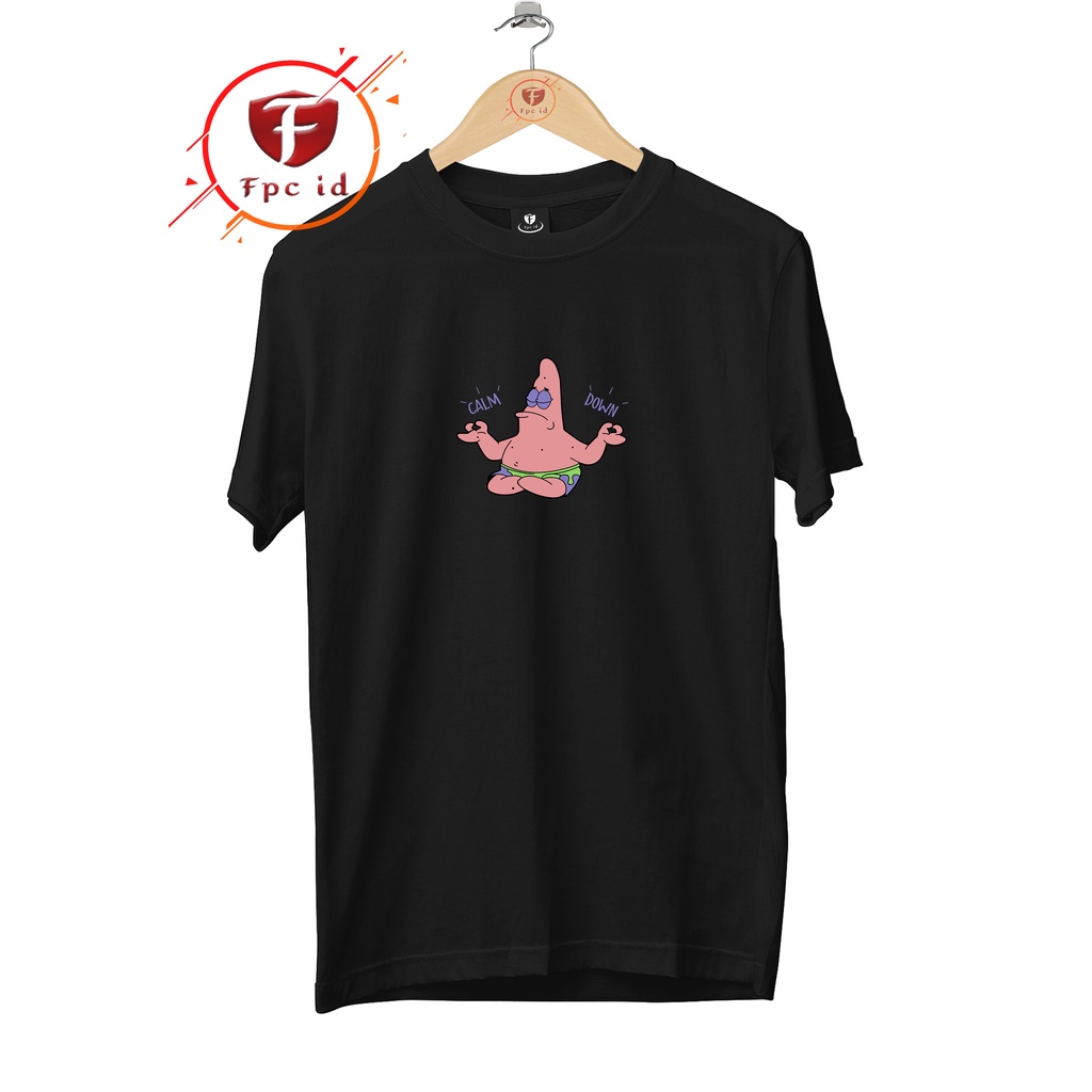 Kaos Anime Patrick Calm Down Cotton Combed 30s Baju Pria Distro Atasan Wanita Jumbo Pilihan Favorit