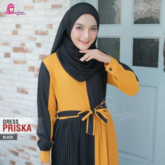Pusat Busana Miulan PRISKA DRESS Pusat Gamis Syar'i Casual Dress by MIULAN Hijab