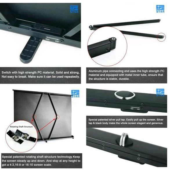 Layar proyektor portable 40 screen projector portable