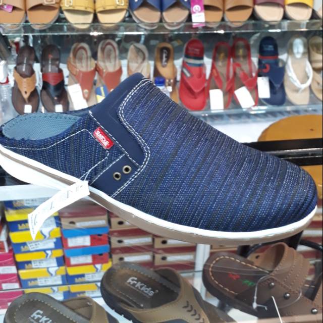 Sepatu sandal slop bahan denim SUNTOUR original