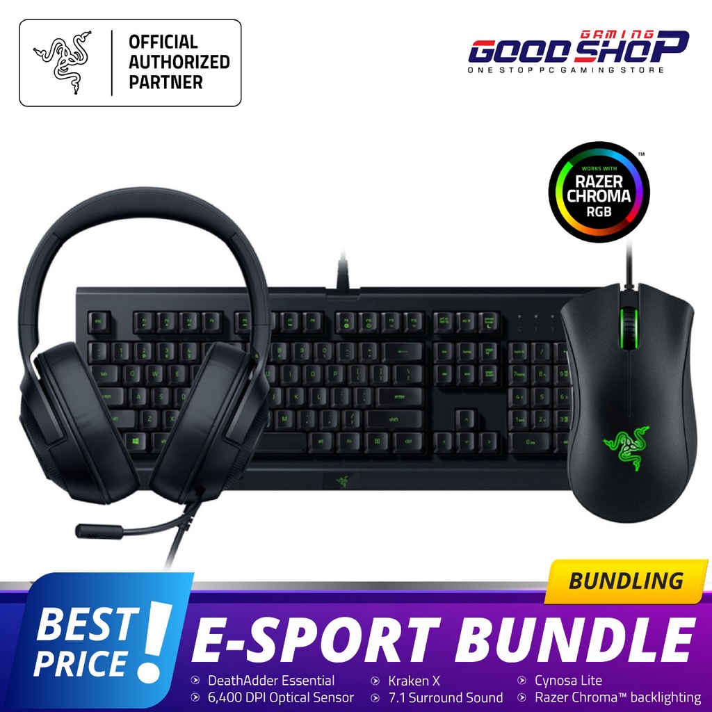 Razer E-Sports Bundle – DeathAdder Essential, Kraken X &amp; Cynosa Lite