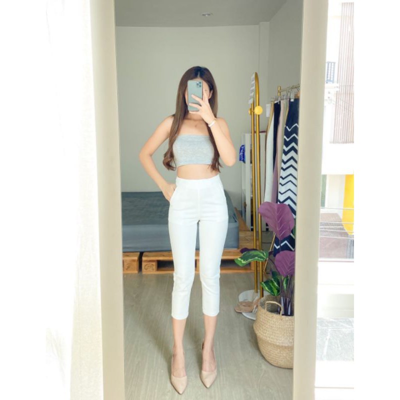 Chokdee ( Polos ) HW Pants 7/8 Resleting Samping best seller crlana wanita fashion murah import bkk